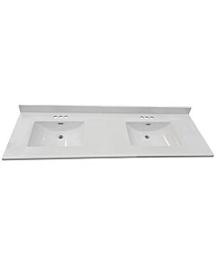 61" X 22" Cultured Marble White Double Sink Vanity Top