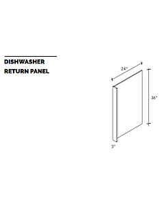 Dishwasher Return Panel - White Shaker - 3"W x 34.5"H x 24"D