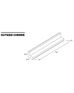 Outside Corner Moulding - White Shaker - 96"W x 3/4"H x 3/4"D