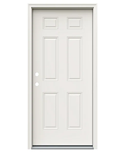 Steel Door 36" Right Hand Inswing Vinyl Clad, 4-5/8" Fame, 6 Panel