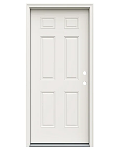 Steel Door 32" Left Hand Inswing Vinyl Clad, 6-5/8" Frame, 6 Panel