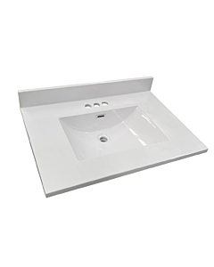 Integrated Cultured Marble Recessed Rectangle Sink 31" x 22" White