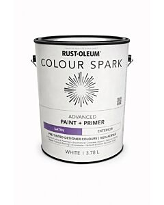 Rust-Oleum Colour Spark Exterior Paint + Primer &ndash; White (Satin) 3.78L