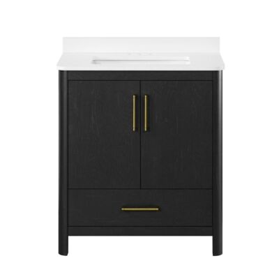 Ove Decors Dario 30" Matte Black Vanity - With White Top & Sink