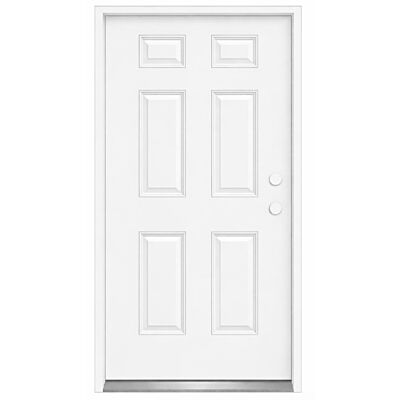 MDW 32" x 80" 6 Panel Steel Exterior Door – Left Hand Inswing – 6 5/8" Composite Frame