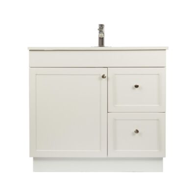 Presenza 36" White Shaker Bathroom Vanity with Ceramic Top – Single Hole – Pre-Assembled