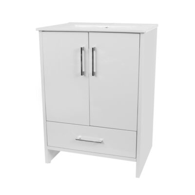 Presenza Henry 24" White Bathroom Vanity with Ceramic Top – Single Hole – Pre-Assembled
