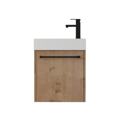 Presenza Soma 18" Natural Wood Wall-Mount Bathroom Vanity with Ceramic Top – Single Hole – Pre-Assembled