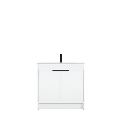 Presenza Holly 36" Matte White Bathroom Vanity with Ceramic Top – Single Hole – Pre-Assembled