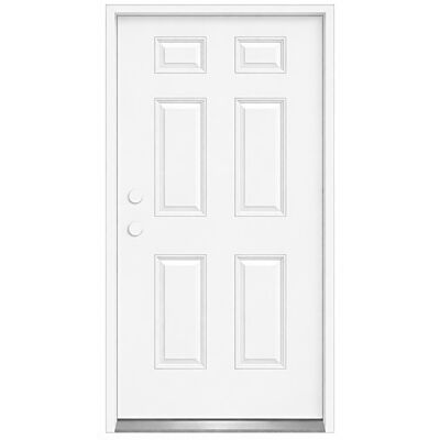 MDW 32" x 80" 6 Panel Steel Exterior Door – Right Hand Inswing – 4 5/8" Composite Frame