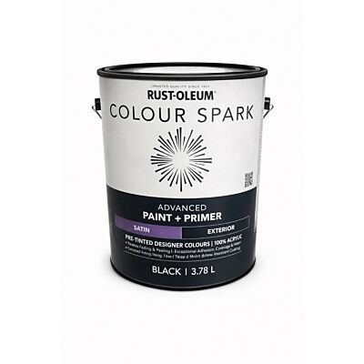Rust-Oleum Colour Spark Exterior Paint + Primer – Black (Satin) 3.78L
