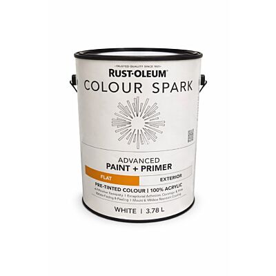 Rust-Oleum Colour Spark Exterior Paint + Primer – White (Flat) 3.78L